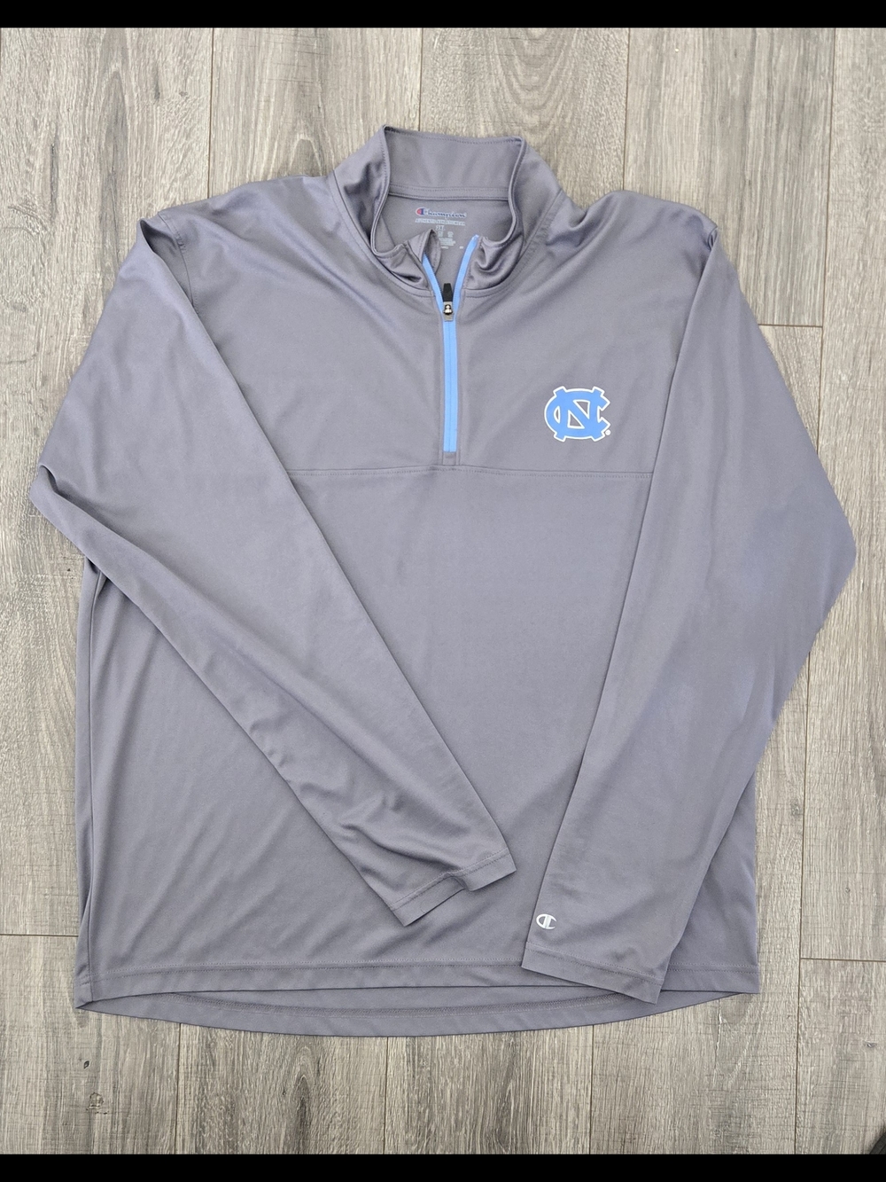 UNC Light Blue Logo Gray Quarter-Zip Pullover